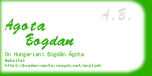 agota bogdan business card