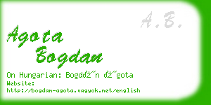 agota bogdan business card